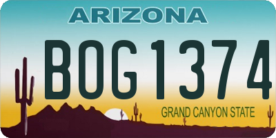 AZ license plate BOG1374