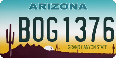 AZ license plate BOG1376