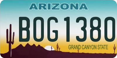 AZ license plate BOG1380