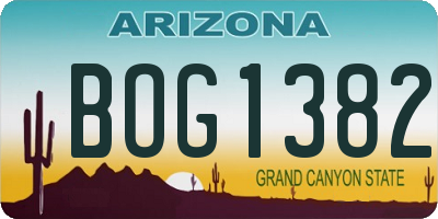 AZ license plate BOG1382
