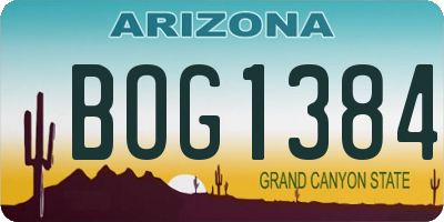 AZ license plate BOG1384