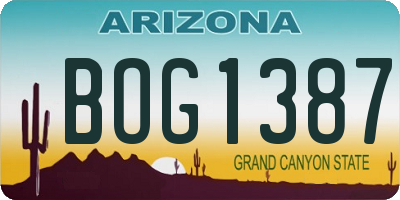 AZ license plate BOG1387