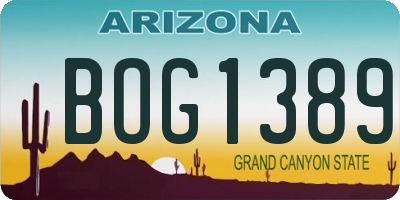 AZ license plate BOG1389