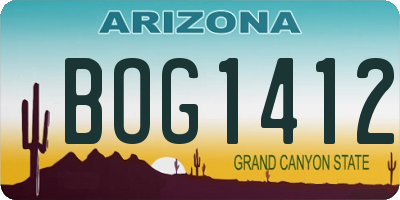 AZ license plate BOG1412