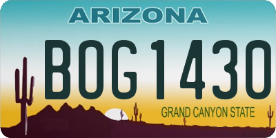 AZ license plate BOG1430