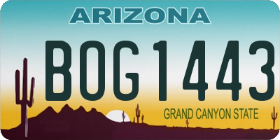 AZ license plate BOG1443