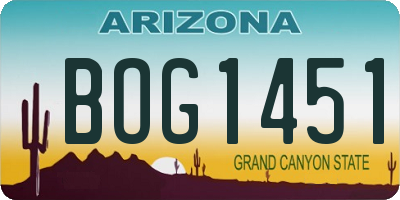 AZ license plate BOG1451