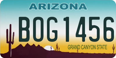 AZ license plate BOG1456