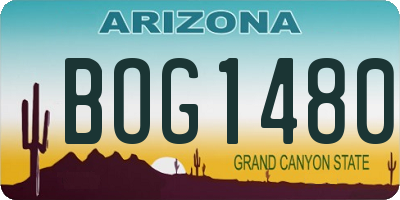 AZ license plate BOG1480