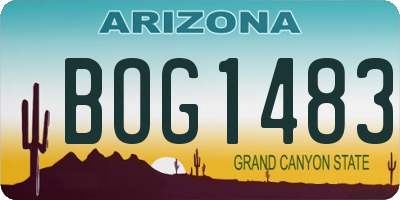 AZ license plate BOG1483