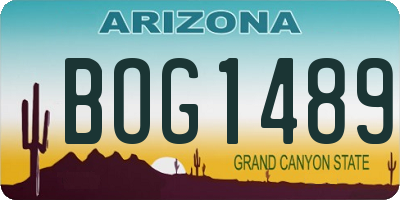 AZ license plate BOG1489
