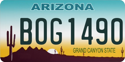 AZ license plate BOG1490