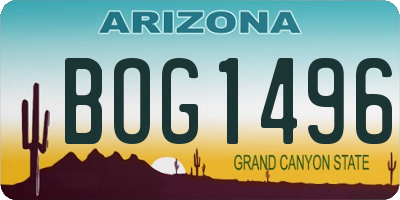 AZ license plate BOG1496