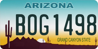 AZ license plate BOG1498