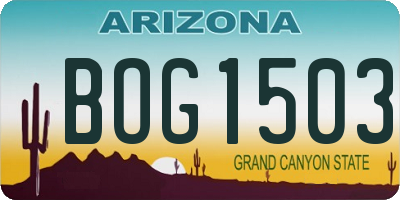 AZ license plate BOG1503