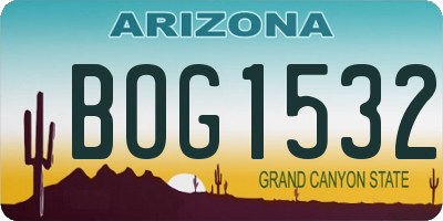 AZ license plate BOG1532