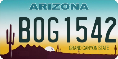 AZ license plate BOG1542