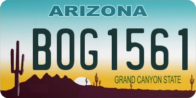 AZ license plate BOG1561