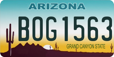 AZ license plate BOG1563