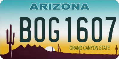 AZ license plate BOG1607