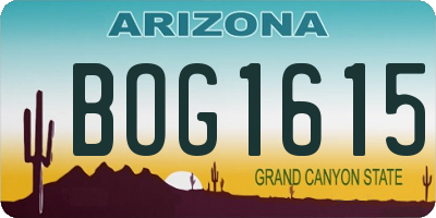 AZ license plate BOG1615