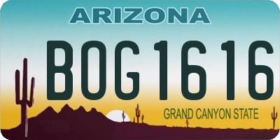AZ license plate BOG1616