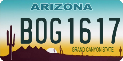 AZ license plate BOG1617