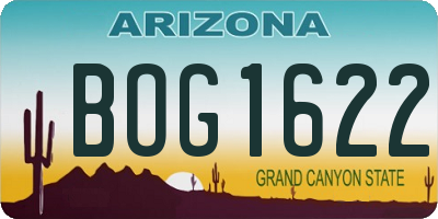 AZ license plate BOG1622