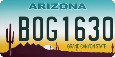 AZ license plate BOG1630