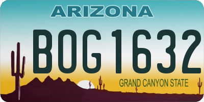 AZ license plate BOG1632