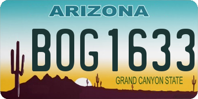 AZ license plate BOG1633