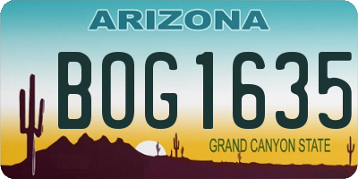 AZ license plate BOG1635