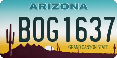 AZ license plate BOG1637