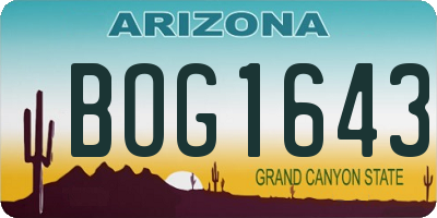 AZ license plate BOG1643