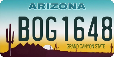 AZ license plate BOG1648