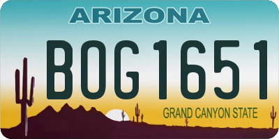AZ license plate BOG1651