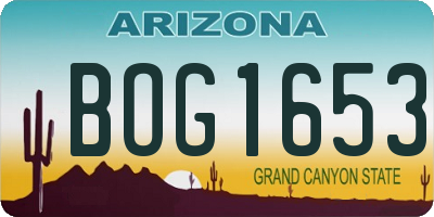 AZ license plate BOG1653