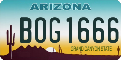 AZ license plate BOG1666