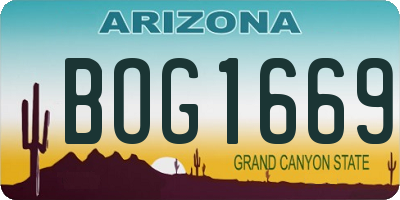 AZ license plate BOG1669