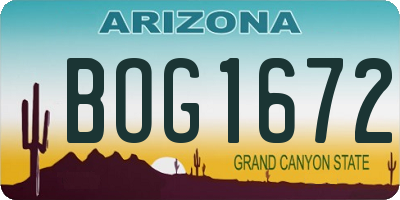 AZ license plate BOG1672