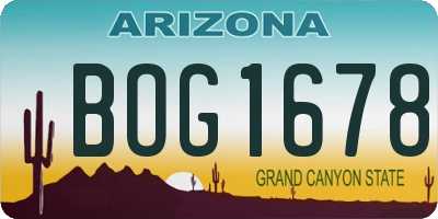 AZ license plate BOG1678