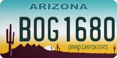 AZ license plate BOG1680