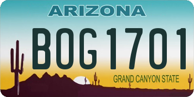 AZ license plate BOG1701