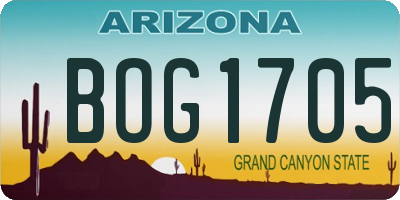 AZ license plate BOG1705