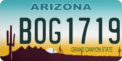 AZ license plate BOG1719