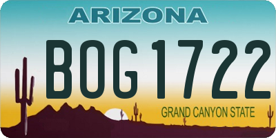 AZ license plate BOG1722