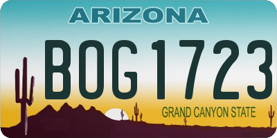 AZ license plate BOG1723