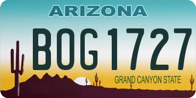 AZ license plate BOG1727