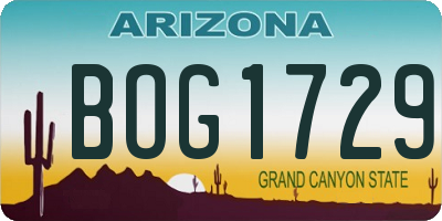 AZ license plate BOG1729