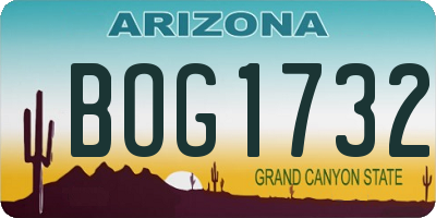 AZ license plate BOG1732